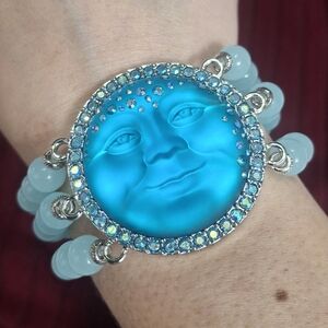 Kirks Folly Frosted Moon Face Bracelet